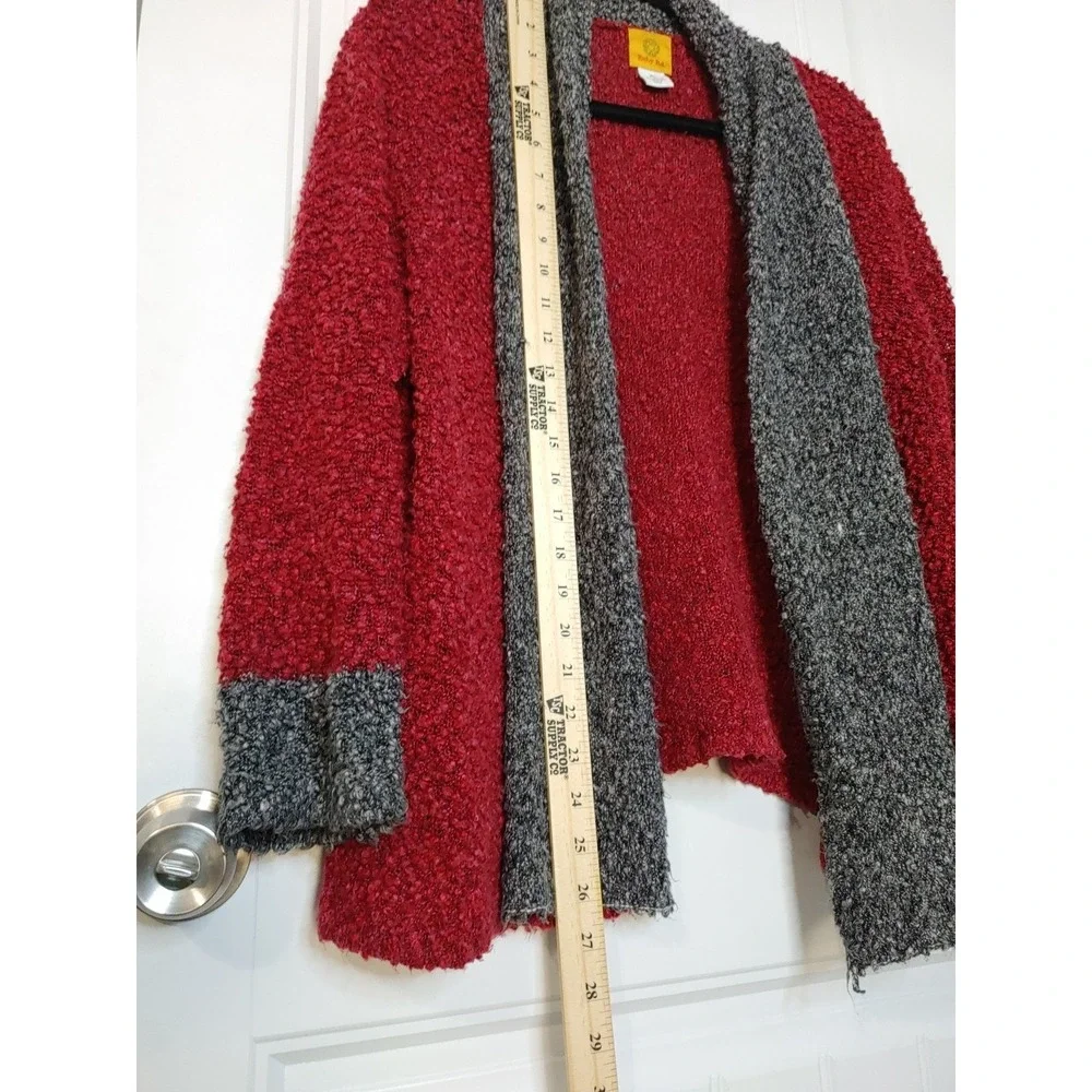 Ruby Rd. Women's XL Open Burgundy Gray Knit Cardigan Sweater Light Weight BoHo - Picture 5 of 7